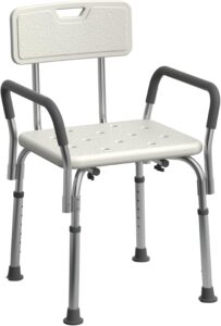 shower chair inside shower with handles